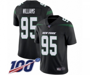 Men's New York Jets #95 Quinnen Williams Black Alternate Vapor Untouchable Limited Player 100th Season Football Jersey