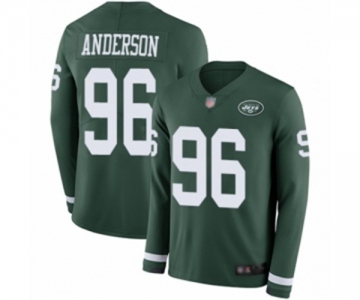 Men's New York Jets #96 Henry Anderson Limited Green Therma Long Sleeve Football Jersey