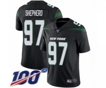 Men's New York Jets #97 Nathan Shepherd Black Alternate Vapor Untouchable Limited Player 100th Season Football Jersey