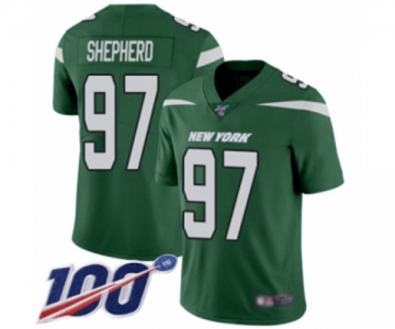 Men's New York Jets #97 Nathan Shepherd Green Team Color Vapor Untouchable Limited Player 100th Season Football Jersey