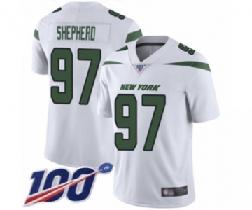 Men's New York Jets #97 Nathan Shepherd White Vapor Untouchable Limited Player 100th Season Football Jersey