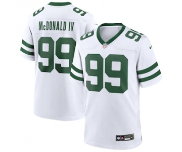 Men's New York Jets #99 Will McDonald IV White Throwback Stitched Game Jersey