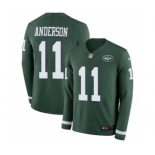 Men's Nike New York Jets #11 Robby Anderson Limited Green Therma Long Sleeve NFL Jersey