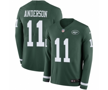 Men's Nike New York Jets #11 Robby Anderson Limited Green Therma Long Sleeve NFL Jersey