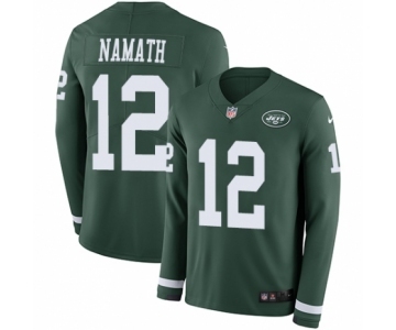 Men's Nike New York Jets #12 Joe Namath Limited Green Therma Long Sleeve NFL Jersey