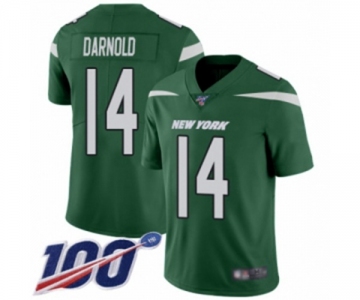 Men's Nike New York Jets #14 Sam Darnold Green Team Color Vapor Untouchable Limited Player 100th Season NFL Jersey