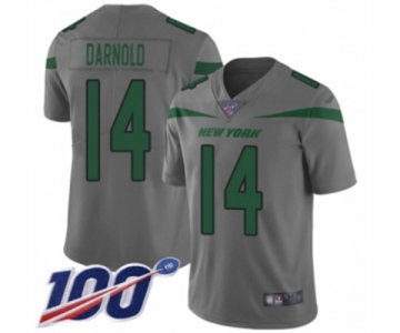 Men's Nike New York Jets #14 Sam Darnold Limited Gray Inverted Legend 100th Season NFL Jersey