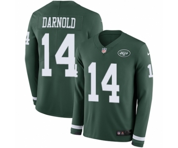 Men's Nike New York Jets #14 Sam Darnold Limited Green Therma Long Sleeve NFL Jersey