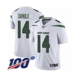 Men's Nike New York Jets #14 Sam Darnold White Vapor Untouchable Limited Player 100th Season NFL Jersey