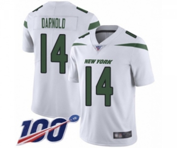 Men's Nike New York Jets #14 Sam Darnold White Vapor Untouchable Limited Player 100th Season NFL Jersey