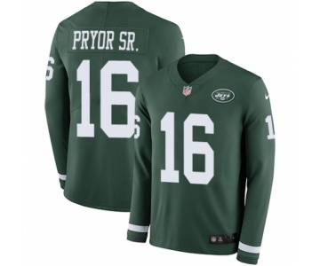 Men's Nike New York Jets #16 Terrelle Pryor Sr. Limited Green Therma Long Sleeve NFL Jersey