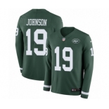 Men's Nike New York Jets #19 Keyshawn Johnson Limited Green Therma Long Sleeve NFL Jersey