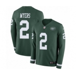 Men's Nike New York Jets #2 Jason Myers Limited Green Therma Long Sleeve NFL Jersey