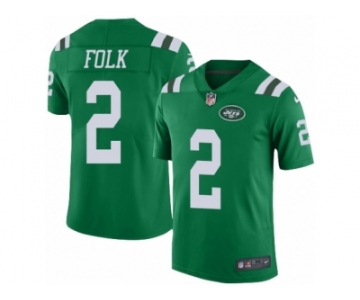 Men's Nike New York Jets #2 Nick Folk Limited Green Rush NFL Jersey