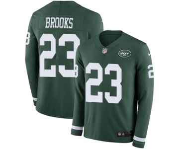 Men's Nike New York Jets #23 Terrence Brooks Limited Green Therma Long Sleeve NFL Jersey