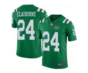 Men's Nike New York Jets #24 Morris Claiborne Limited Green Rush NFL Jersey