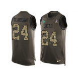 Men's Nike New York Jets #24 Morris Claiborne Limited Green Salute to Service Tank Top NFL Jersey