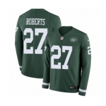 Men's Nike New York Jets #27 Darryl Roberts Limited Green Therma Long Sleeve NFL Jersey