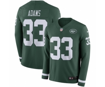 Men's Nike New York Jets #33 Jamal Adams Limited Green Therma Long Sleeve NFL Jersey