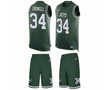 Men's Nike New York Jets #34 Isaiah Crowell Limited Green Tank Top Suit NFL Jersey