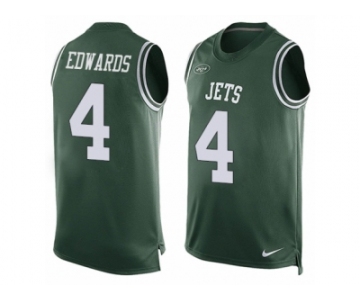 Men's Nike New York Jets #4 Lac Edwards Limited Green Player Name & Number Tank Top NFL Jersey