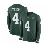 Men's Nike New York Jets #4 Lac Edwards Limited Green Therma Long Sleeve NFL Jersey