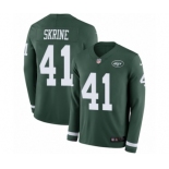 Men's Nike New York Jets #41 Buster Skrine Limited Green Therma Long Sleeve NFL Jersey