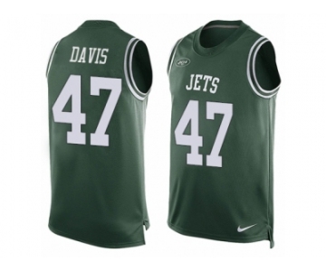 Men's Nike New York Jets #47 Kellen Davis Limited Green Player Name & Number Tank Top NFL Jersey