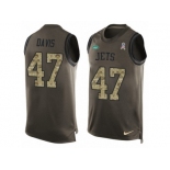 Men's Nike New York Jets #47 Kellen Davis Limited Green Salute to Service Tank Top NFL Jersey