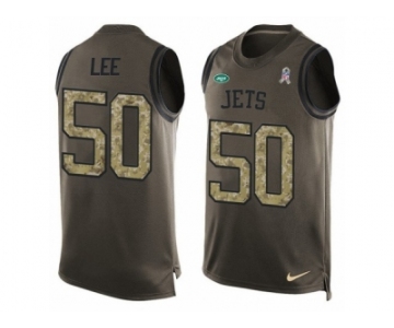 Men's Nike New York Jets #50 Darron Lee Limited Green Salute to Service Tank Top NFL Jersey