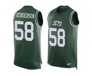 Men's Nike New York Jets #58 Erin Henderson Limited Green Player Name & Number Tank Top NFL Jersey