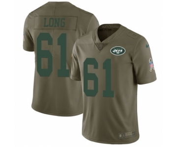 Men's Nike New York Jets #61 Spencer Long Limited Olive 2017 Salute to Service NFL Jersey