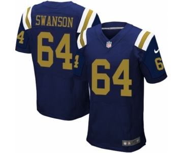 Men's Nike New York Jets #64 Travis Swanson Elite Navy Blue Alternate NFL Jersey