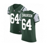 Men's Nike New York Jets #64 Travis Swanson Green Team Color Vapor Untouchable Elite Player NFL Jersey