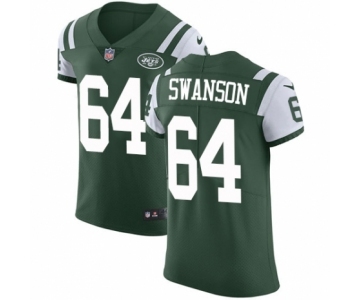 Men's Nike New York Jets #64 Travis Swanson Green Team Color Vapor Untouchable Elite Player NFL Jersey