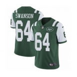 Men's Nike New York Jets #64 Travis Swanson Green Team Color Vapor Untouchable Limited Player NFL Jersey