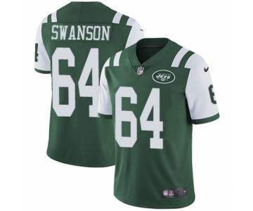 Men's Nike New York Jets #64 Travis Swanson Green Team Color Vapor Untouchable Limited Player NFL Jersey