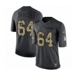 Men's Nike New York Jets #64 Travis Swanson Limited Black 2016 Salute to Service NFL Jersey