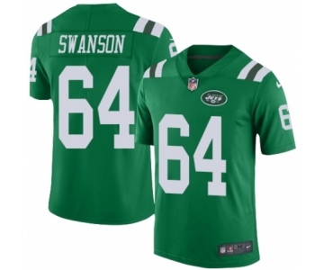 Men's Nike New York Jets #64 Travis Swanson Limited Green Rush Vapor Untouchable NFL Jersey