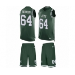 Men's Nike New York Jets #64 Travis Swanson Limited Green Tank Top Suit NFL Jersey