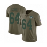 Men's Nike New York Jets #64 Travis Swanson Limited Olive 2017 Salute to Service NFL Jersey