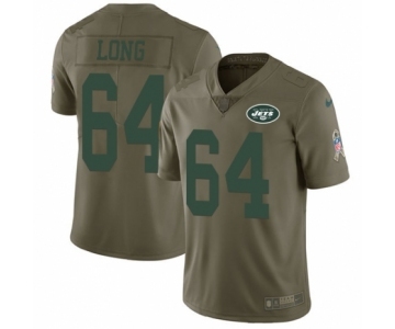 Men's Nike New York Jets #64 Travis Swanson Limited Olive 2017 Salute to Service NFL Jersey