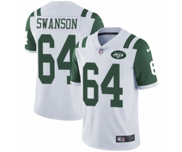 Men's Nike New York Jets #64 Travis Swanson White Vapor Untouchable Limited Player NFL Jersey