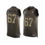 Men's Nike New York Jets #67 Brian Winters Limited Green Salute to Service Tank Top NFL Jersey