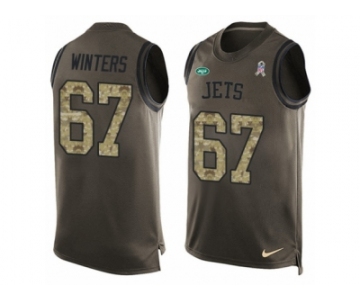 Men's Nike New York Jets #67 Brian Winters Limited Green Salute to Service Tank Top NFL Jersey