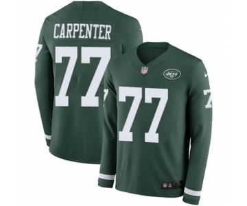 Men's Nike New York Jets #77 James Carpenter Limited Green Therma Long Sleeve NFL Jersey