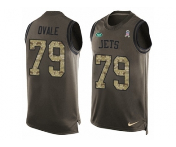 Men's Nike New York Jets #79 Brent Qvale Limited Green Salute to Service Tank Top NFL Jersey