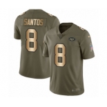 Men's Nike New York Jets #8 Cairo Santos Limited Olive Gold 2017 Salute to Service NFL Jersey