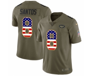 Men's Nike New York Jets #8 Cairo Santos Limited Olive USA Flag 2017 Salute to Service NFL Jersey