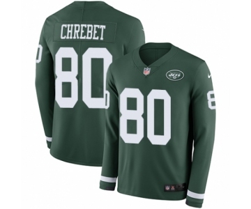 Men's Nike New York Jets #80 Wayne Chrebet Limited Green Therma Long Sleeve NFL Jersey